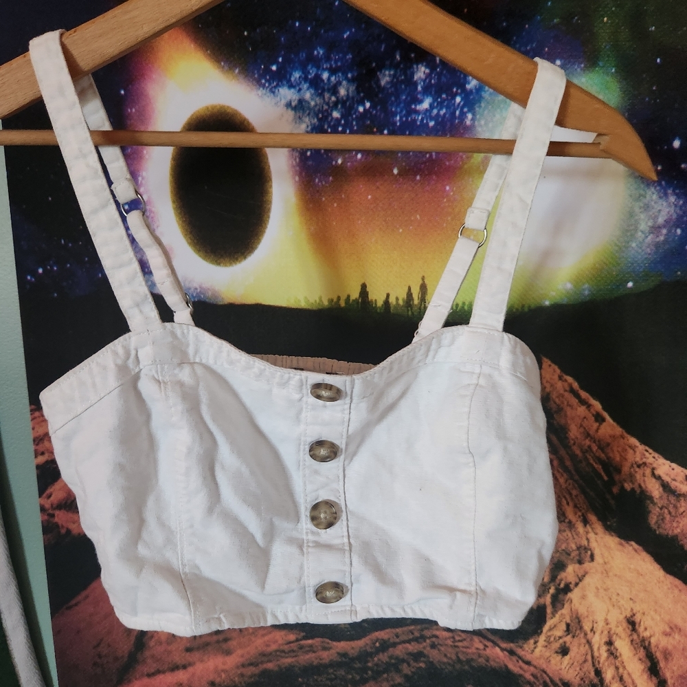 White demin Abercrombie Crop top, XS